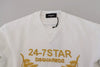 Dsquared² White Embroidered Crewneck Sweatshirt Sweater