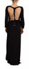 Dsquared² Black Long Sleeves Side Slit Floor Length Dress