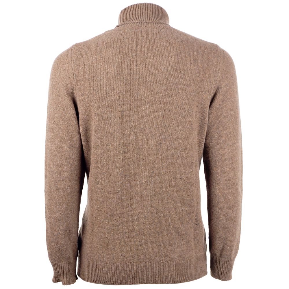 Emilio Romanelli Brown Cashmere Men Turtleneck Sweater