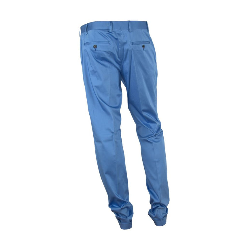 Made in Italy Light Blue Cotton Men Trouser