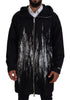 Dsquared² Black White Print Long Hooded Coat Nylon Jacket