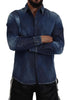 Dsquared² Blue Tattered Crystal Embellished Denim Shirt