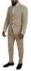 Dsquared² Beige Cotton Single Breasted 2 Piece CIPRO Suit