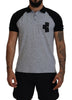 Dsquared² Gray Black Cotton Short Sleeves Collared T-shirt