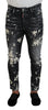 Dsquared² Gray Wash White Splash Print Skinny Denim Jeans