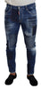 Dsquared² Blue Washed Patchwork Skinny Men Denim Jeans
