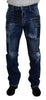 Dsquared² Blue Washed Patchwork Straight Fit Denim Jeans