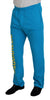 Dsquared² Light Blue Cotton Logo Print Casual Pants
