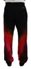 Dsquared² Black Red Cotton Logo Print Casual Pants