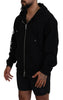 Dsquared² Black Hooded Full Zip Printed Sleeves Sweater
