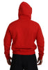Dsquared² Red Cotton Hooded Printed Men Pullover Sweater