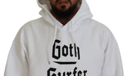 Dsquared² White Cotton Hooded Printed Men Pullover Sweater