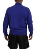 Dsquared² Blue Cotton Printed Collared Men Full Zip Sweater