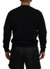 Dsquared² Black Cotton Printed Long Sleeves Pullover Sweater