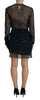 Dsquared² Black Floral Silk Long Sleeves Sheath Mini Dress