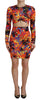 Dsquared² Multicolor Batik Open Belly Long Sleeves Dress
