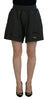 Dsquared² Black Cotton Mid Waist Tattered Tapered Shorts