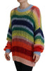 Dsquared² Multicolor Knitted Mohair Crewneck Pullover Sweater