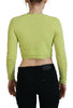 Dsquared² Yellow Green Cashmere Long Sleeves Cropped Sweater