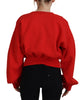 Dsquared² Red Logo Print Women Crew Neck Long Sleeve Sweater