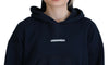 Dsquared² Blue Logo Print Hooded Cap Long Sleeve Sweater