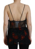Dsquared² Black Floral Print Spaghetti Strap Tank Blouse Top