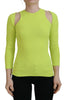 Dsquared² Yellow Green Viscose Open Shoulder Long Sleeves Top