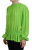Dsquared² Green Stars Print Viscose Long Sleeves Blouse Top