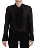 Dsquared² Black Viscose Long Sleeves See Through Blouse Top