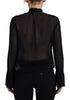 Dsquared² Black Viscose Long Sleeves See Through Blouse Top