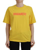 Dsquared² Yellow Logo Print Cotton Crewneck Easy Tee T-shirt
