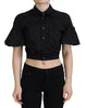 Dsquared² Black Collared Button Down Short Sleeve Cropped Top