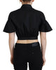 Dsquared² Black Collared Button Down Short Sleeve Cropped Top