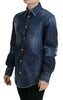 Dsquared² Blue Washed Cotton Button Down Collared Denim Top