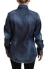 Dsquared² Blue Washed Cotton Button Down Collared Denim Top