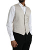 Dolce & Gabbana Off White Cotton Waistcoat Dress Formal Vest