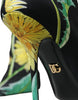 Dolce & Gabbana Black Floral Jersey Stretch Ankle Boots Shoes