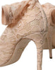 Dolce & Gabbana Beige Stretch Taormina Lace Boots Shoes