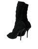 Dolce & Gabbana Black Stiletto Heels Mid Calf Boots Shoes