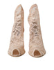 Dolce & Gabbana Beige Stretch Taormina Lace Boots Shoes