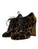 Dolce & Gabbana Brown Leopard Hair Lace Up Booties Shoes