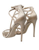 Dolce & Gabbana Beige Leather Strappy Heels Sandals Shoes