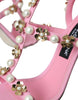 Dolce & Gabbana Pink Leather Embellished Heels Sandals Shoes