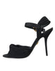 Dolce & Gabbana Black Suede Embellished Heels Sandals Shoes