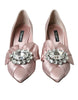 Dolce & Gabbana Pink Satin Crystal High Heels Pumps Shoes