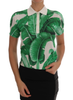 Dolce & Gabbana Green Banana Print Silk Polo T-shirt