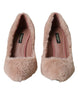Dolce & Gabbana Light Pink Faux Fur Heels Pumps Shoes