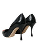 Dolce & Gabbana Black Leather WOW Patch Heels Pumps Shoes
