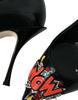 Dolce & Gabbana Black Leather WOW Patch Heels Pumps Shoes