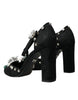 Dolce & Gabbana Black Lilies Crystal Heels Pumps Shoes